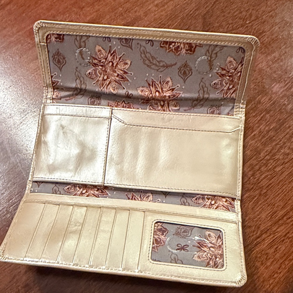 HOBO Gold Metallic Trifold Clutch/Wallet - Picture 9 of 17